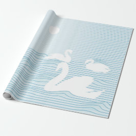 OP Art Blauwe Zwanendrift Inpakpapier