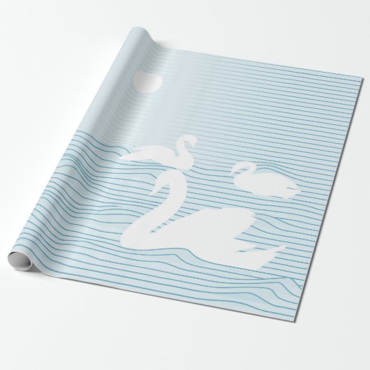 OP Art Blauwe Zwanendrift Inpakpapier (Uitgerold)