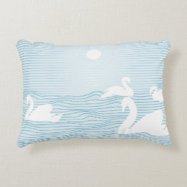 OP Art Blue Swan Drift Accent Pillow Accent Kussen
