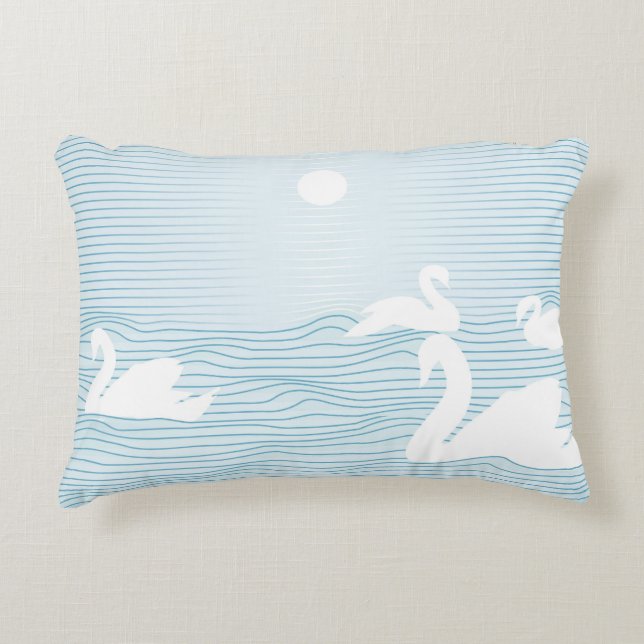 OP Art Blue Swan Drift Accent Pillow Accent Kussen (Voorkant)