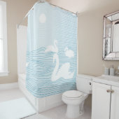 OP Art Blue Swan Drift Mok Douchegordijn (In situ)