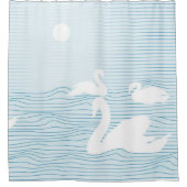 OP Art Blue Swan Drift Mok Douchegordijn (Voorkant)