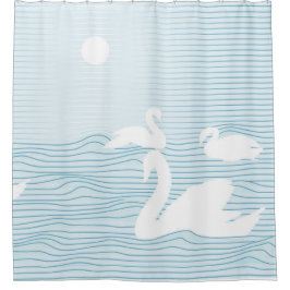 OP Art Blue Swan Drift Mok Douchegordijn