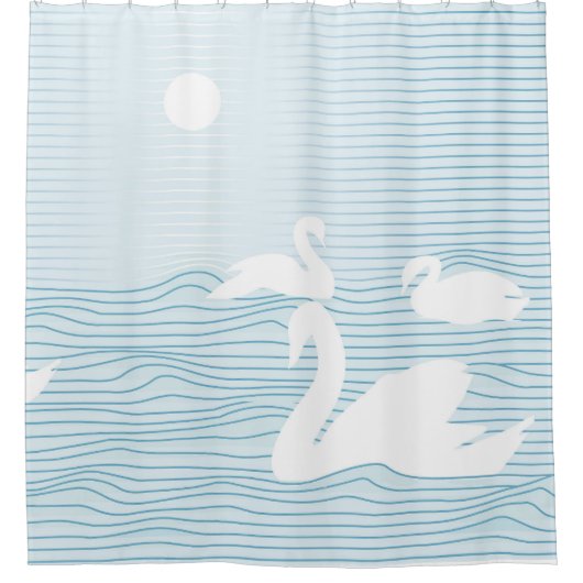 OP Art Blue Swan Drift Mok Douchegordijn (Voorkant)