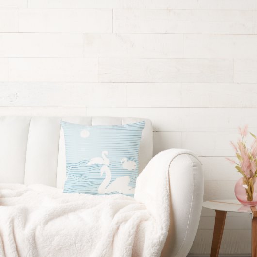 OP Art Blue Swan Drift Mok Kussen (Bank)