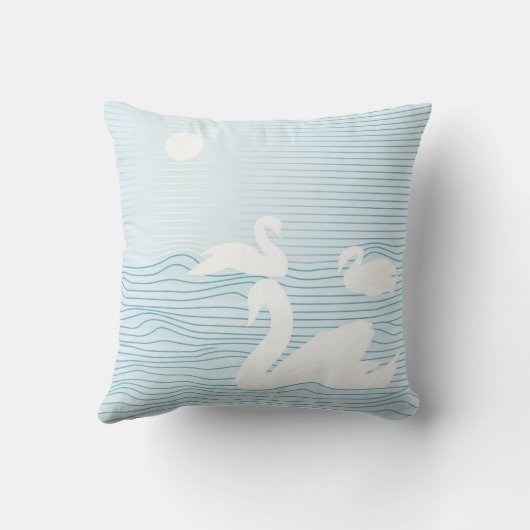 OP Art Blue Swan Drift Mok Kussen (Achterkant)