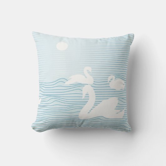 OP Art Blue Swan Drift Mok Kussen (Voorkant)