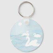 OP Art Blue Swan Drift Sleutelhanger (Voorkant)