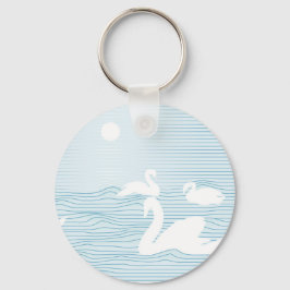 OP Art Blue Swan Drift Sleutelhanger