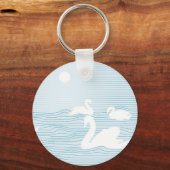 OP Art Blue Swan Drift Sleutelhanger (Voorkant)