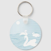 OP Art Blue Swan Drift Sleutelhanger (Achterkant)