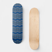 Op Art Blue Wave Pattern Skateboard (Voorkant)