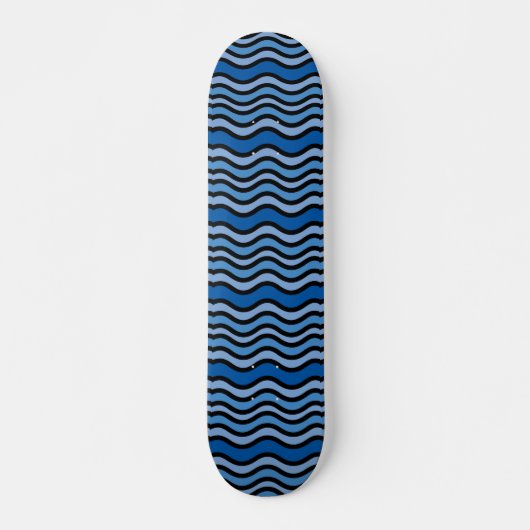 Op Art Blue Wave Pattern Skateboard (Voorkant)