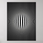 Op Art Bulging Vertical Stripes Black en White 2 Poster (Voorkant)