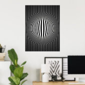 Op Art Bulging Vertical Stripes Black en White 2 Poster (Thuiskantoor)
