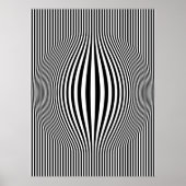 Op Art Bulging Vertical Stripes Black en White Poster (Voorkant)