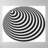 Op Art Bullseye Excentric Black White Poster (Voorkant)