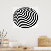 Op Art Bullseye Excentric Black White Poster (Keuken)
