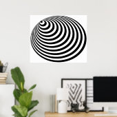 Op Art Bullseye Excentric Black White Poster (Thuiskantoor)