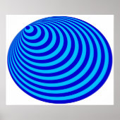 Op Art Bullseye Excentric Blue Bleek Poster (Voorkant)