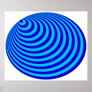 Op Art Bullseye Excentric Blue Bleek Poster