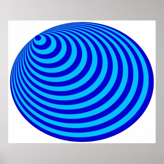 Op Art Bullseye Excentric Blue Bleek Poster (Voorkant)
