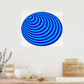 Op Art Bullseye Excentric Blue Bleek Poster (Keuken)