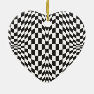 Op Art Checks Keramisch Ornament