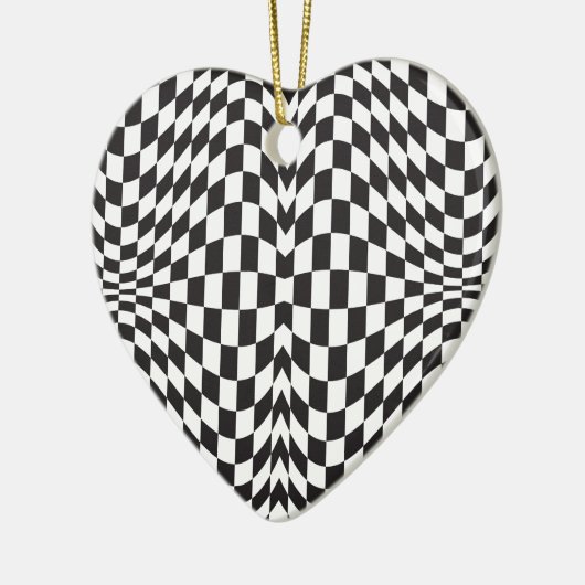 Op Art Checks Keramisch Ornament (Links)