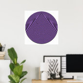 Op Art Concentric Circles Violet Over Black Poster (Thuiskantoor)