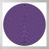 Op Art Concentric Circles Violet Over Black Poster (Voorkant)