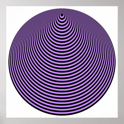 Op Art Concentric Circles Violet Over Black Poster (Voorkant)