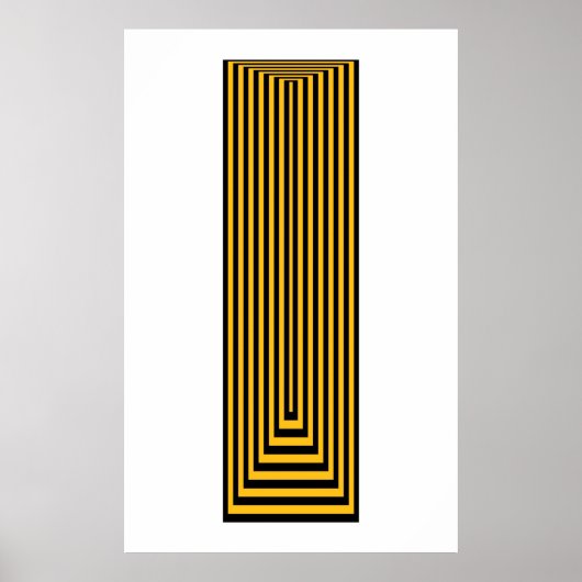 Op Art Concentric Rechthoeken geel over zwart Poster (Voorkant)