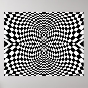 Op-Art Flash Black en White Poster