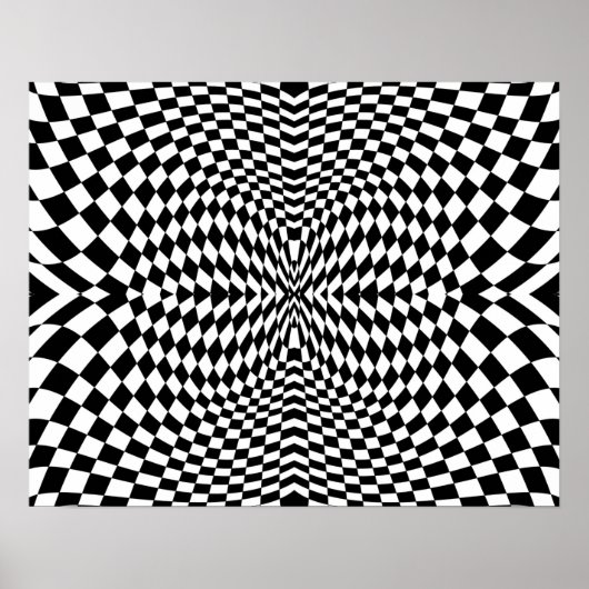 Op-Art Flash Black en White Poster (Voorkant)