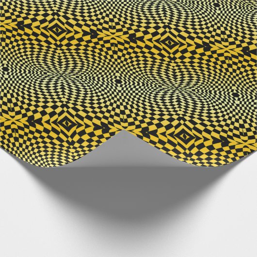 Op-Art Flash Goud en Zwart Cadeaupapier (Hoek)