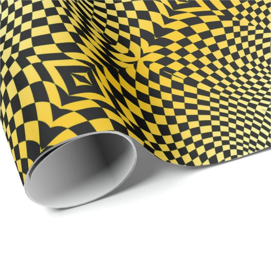 Op-Art Flash Goud en Zwart Cadeaupapier (Rol Hoek)