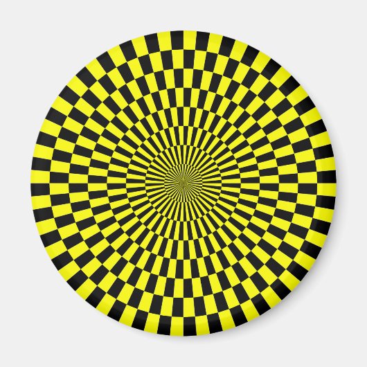 Op Art - Geel en Zwart Magneet (Voorkant)