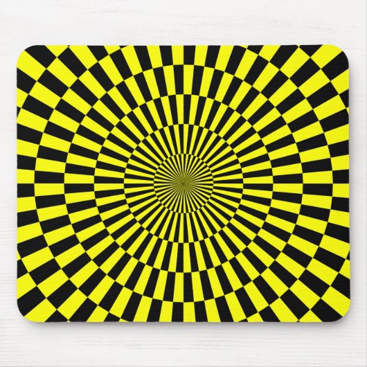 Op Art - Geel en Zwart Muismat (Voorkant)