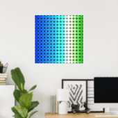Op Art Gradient Polka Dots Blue Green White Poster (Thuiskantoor)