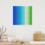 Op Art Gradient Polka Dots Blue Green White Poster (Keuken)