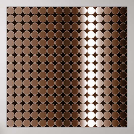 Op Art Gradient Polka Dots Monochrome Brown Poster (Voorkant)