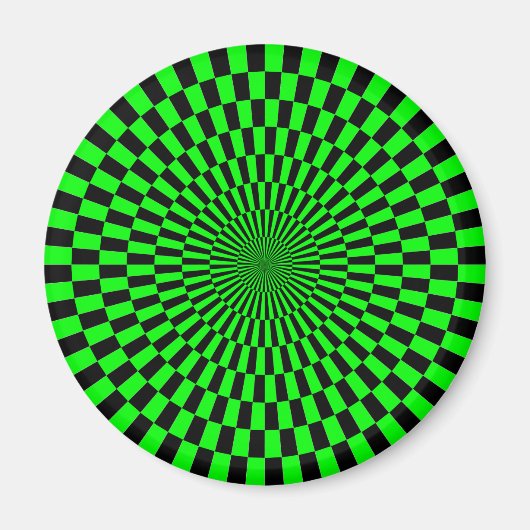 Op Art: Groen en Zwart Magneet (Voorkant)