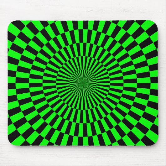 Op Art: Groen en Zwart Muismat (Voorkant)