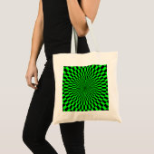 Op Art: Groen en Zwart Tote Bag (Voorkant (product))