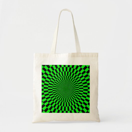 Op Art: Groen en Zwart Tote Bag (Voorkant)