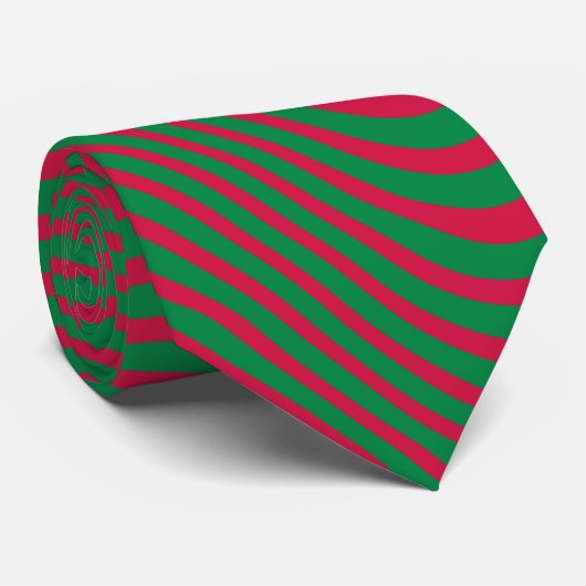 Op-Art Groene Rode Kerst Midcentury Modern Stropdas (Opgerold)