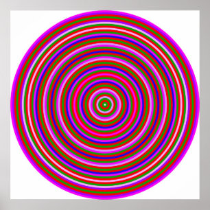 Op Art Homage naar CT Multicolor Concentric Circle Poster