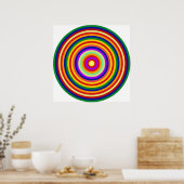Op Art Homage naar CT Multicolor Concentric Circle Poster (Keuken)