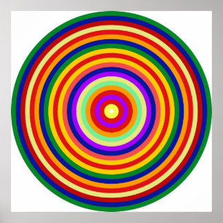 Op Art Homage naar CT Multicolor Concentric Circle Poster